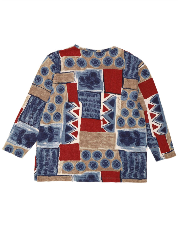 Top vintage da donna a maniche lunghe EU 44/46 XL Patchwork multicolore