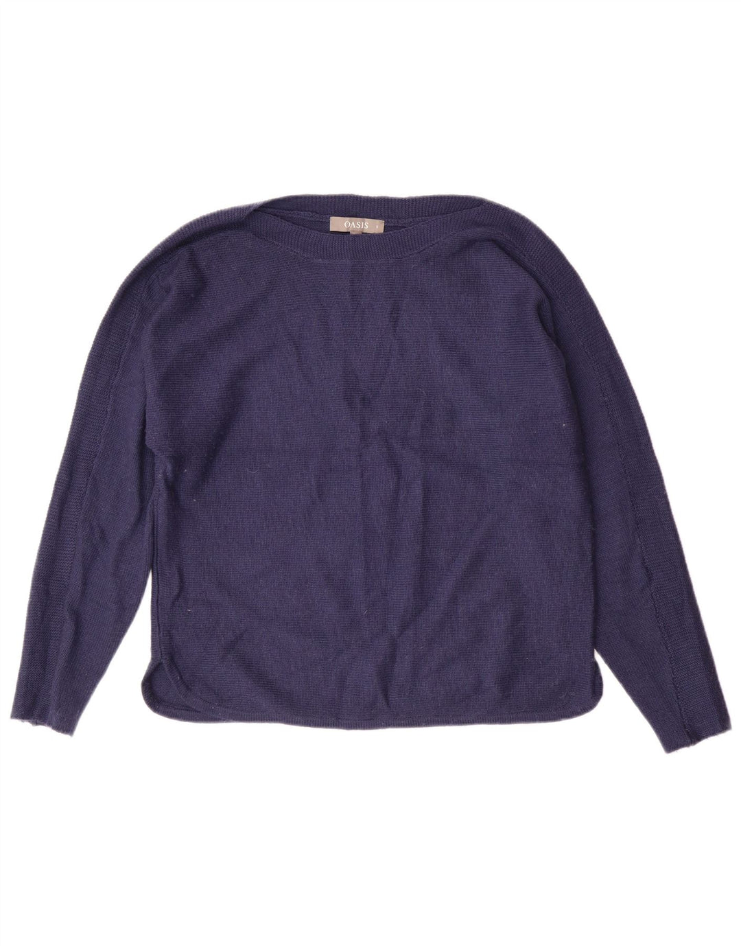 Maglione maglione con scollo a barca da donna OASIS UK 10 piccolo in viscosa blu navy