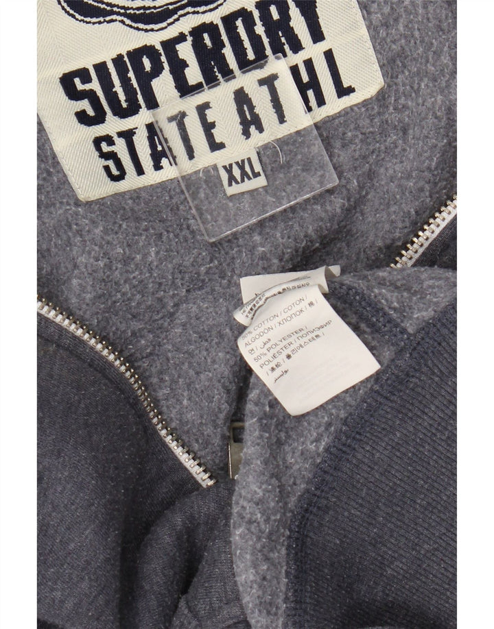 Felpa con cappuccio e zip grafica da uomo Superdry 2XL in cotone blu navy