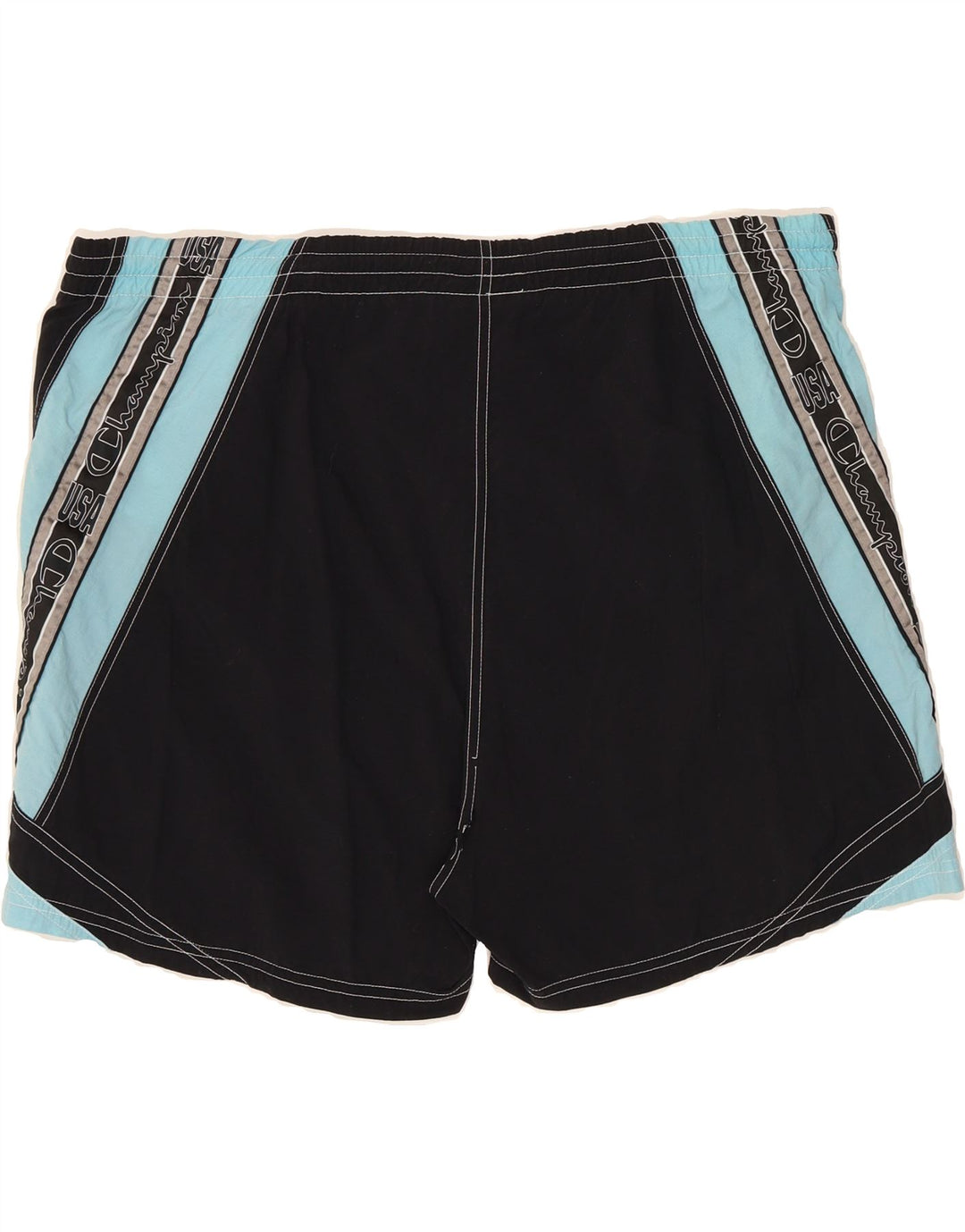 CHAMPION Mens Graphic Swimming Shorts 2XL  Black Colourblock Polyamide Vintage Champion and Second-Hand Champion from Messina Hembry 