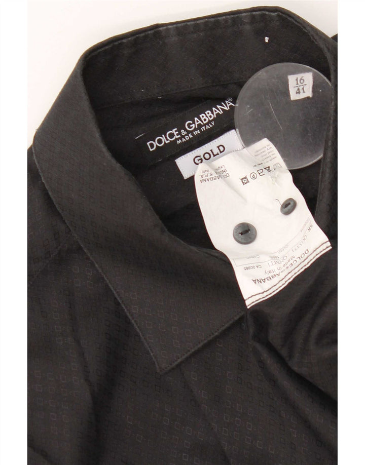 Camicia da uomo Dolce & Gabbana taglia 41 16 grande cotone geometrico nero