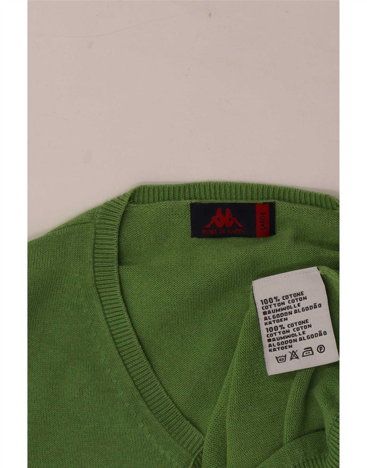 Maglione Kappa da uomo con scollo a V grande in cotone verde