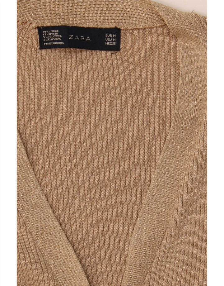 Maglione cardigan da donna Zara UK 14 Viscosa screziata beige medio