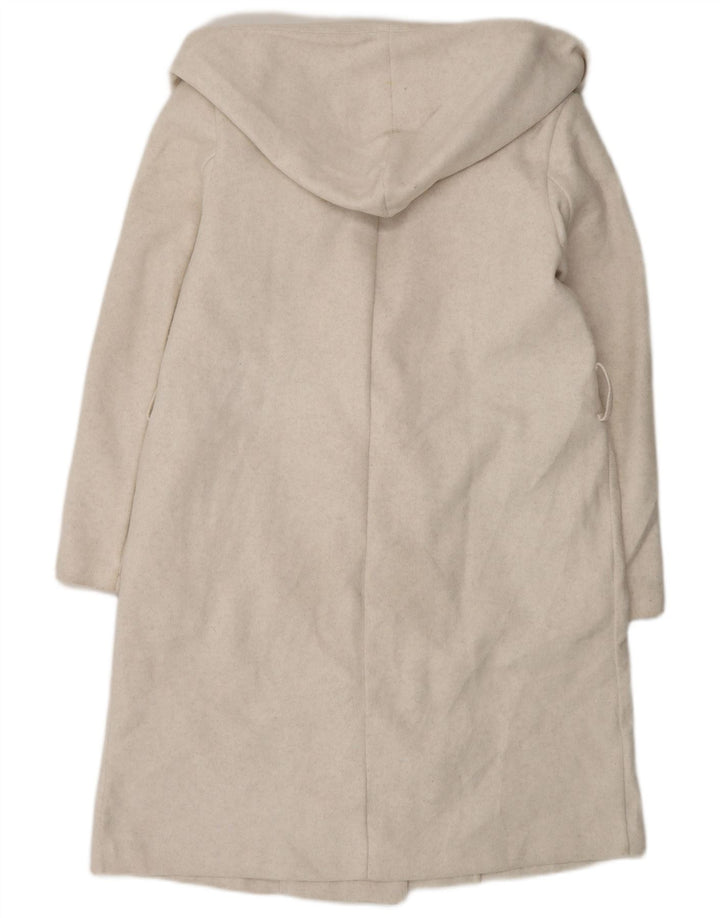 Cappotto doppio petto oversize con cappuccio da donna Zara UK 10 piccolo bianco sporco