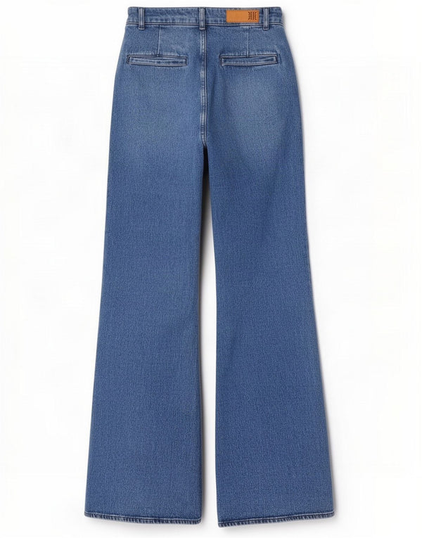 Reiss Jeans svasati a gamba larga da donna UK 12 Medium W29 L33 Blu Cotone