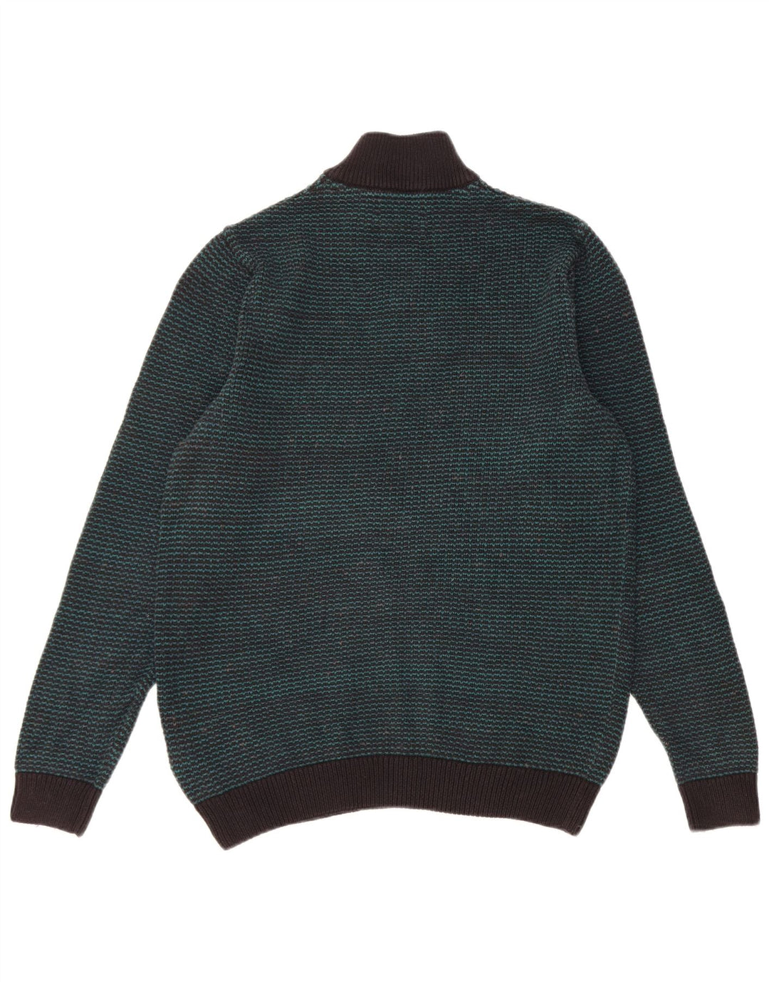 Maglione da uomo Marks & Spencer con zip e collo in cotone a righe verde medio