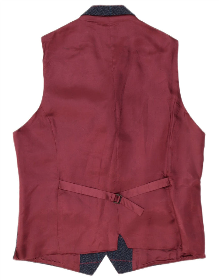 Gilet da uomo Hawes & Curtis UK 40 Viscosa a quadri blu navy medio