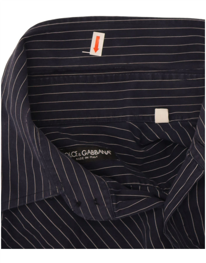 Camicia da uomo Dolce & Gabbana taglia 40 15 3/4 gessato medio blu navy