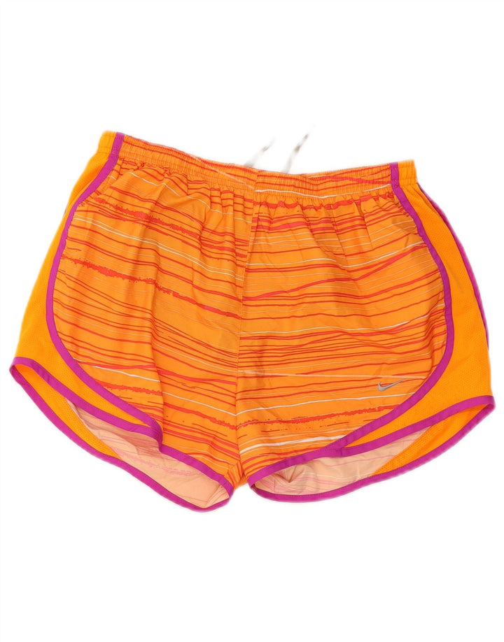 Pantaloncini sportivi Nike Dri Fit da donna UK 12 a righe arancioni medie