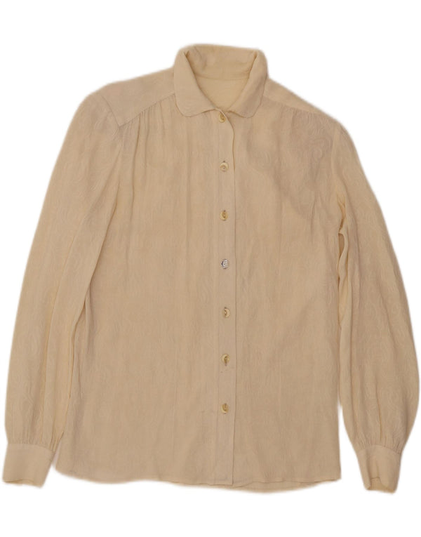 Camicetta da donna vintage trasparente trasparente UK 14 Beige medio