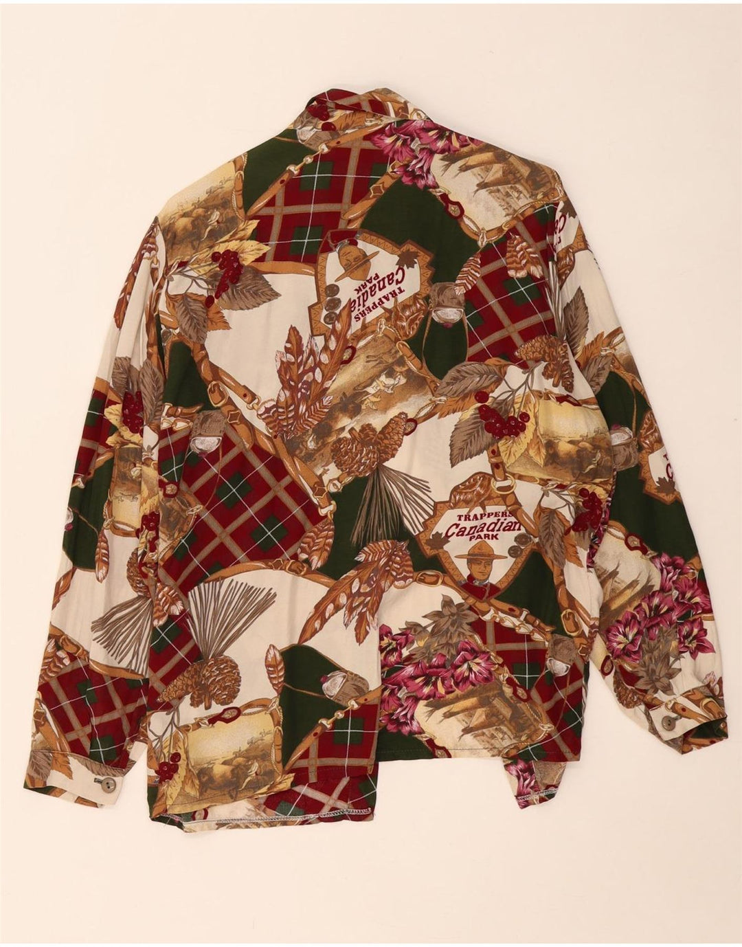 Camicetta camicia da donna con motivo astratto VINTAGE UK 18 XL multicolore