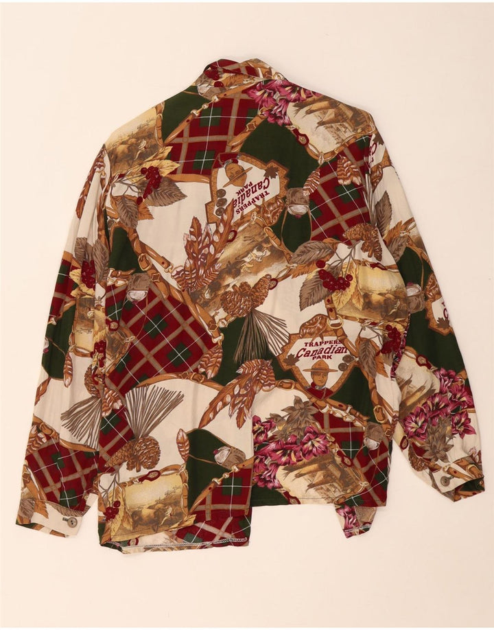 Camicetta camicia da donna con motivo astratto VINTAGE UK 18 XL multicolore