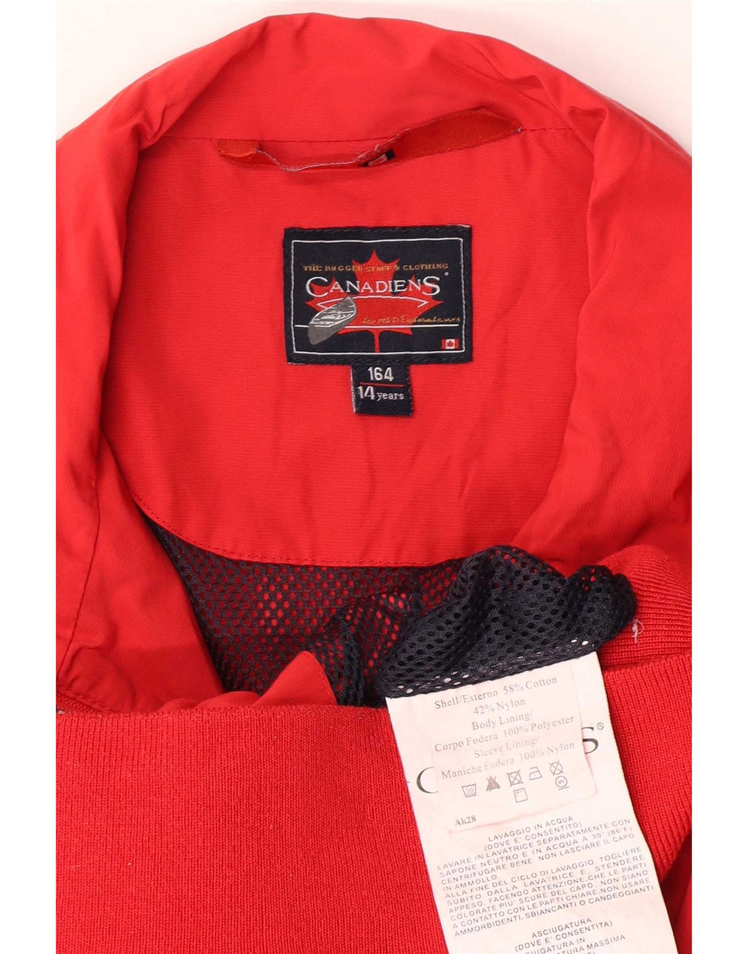 Bomber Canadiens da bambino 13-14 anni in cotone rosso