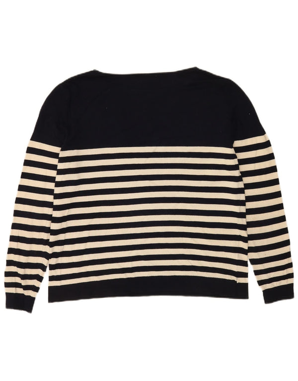 Maglione Zara da donna con scollo a barca UK 14 Viscosa a righe nere medie
