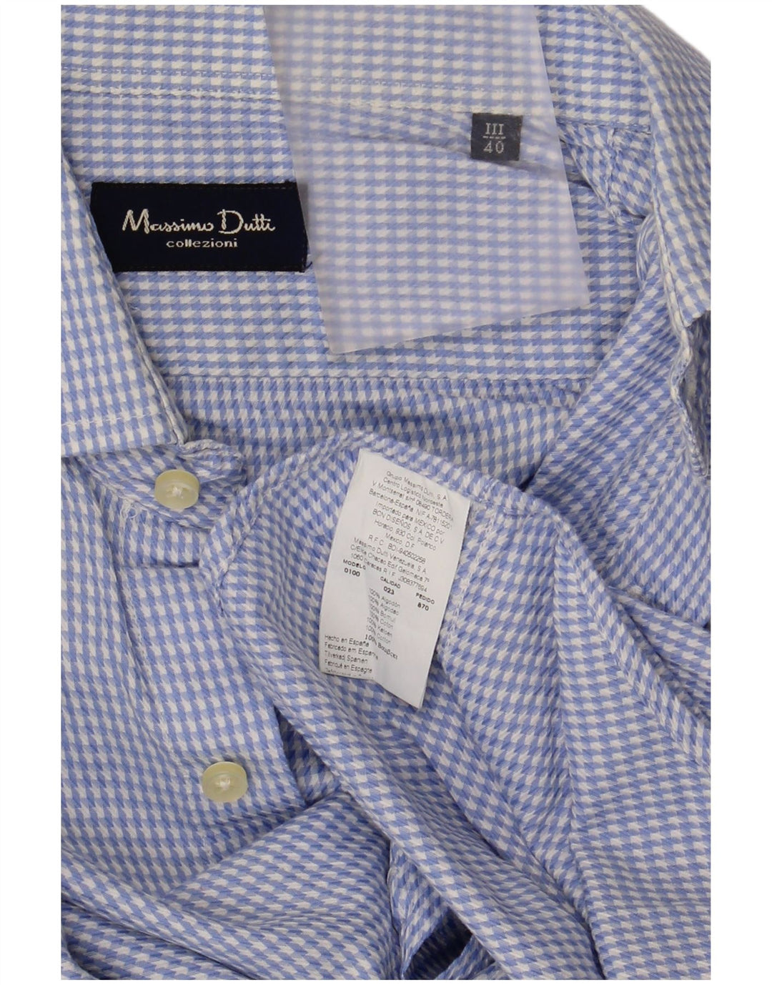 Camicia da uomo Massimo Dutti taglia 40 cotone pied de poule blu medio