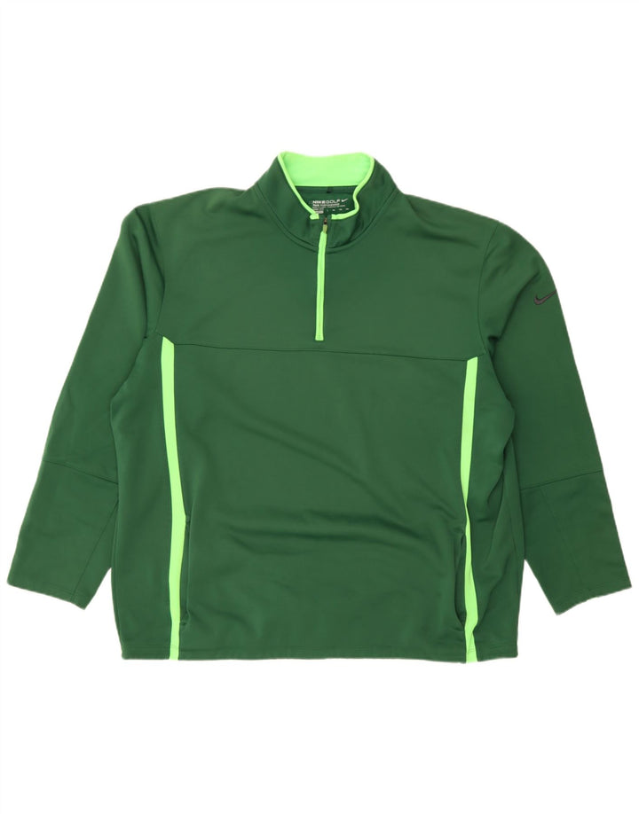 Top della tuta da ginnastica Nike Therma-Fit con collo e zip da uomo 2XL verde poliestere