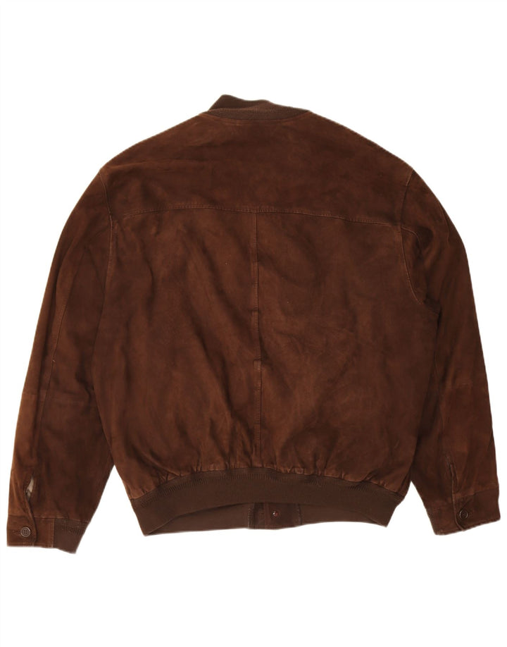Giubbotto bomber vintage in pelle scamosciata da uomo EU 52 XL Marrone