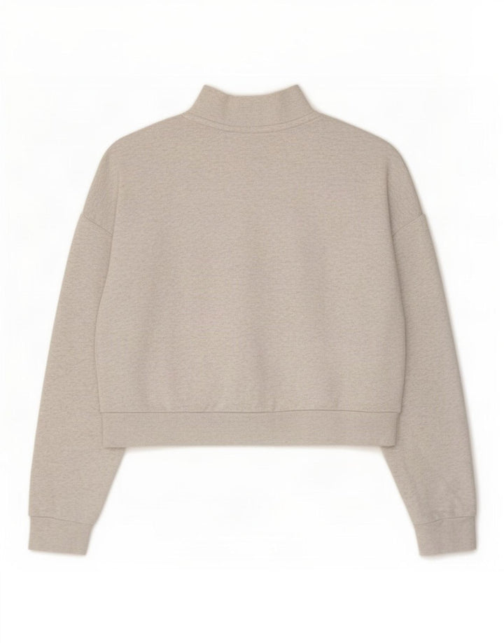Felpa Nike Donna Oversize Crop Zip Neck Felpa UK 14 Grigio Medio