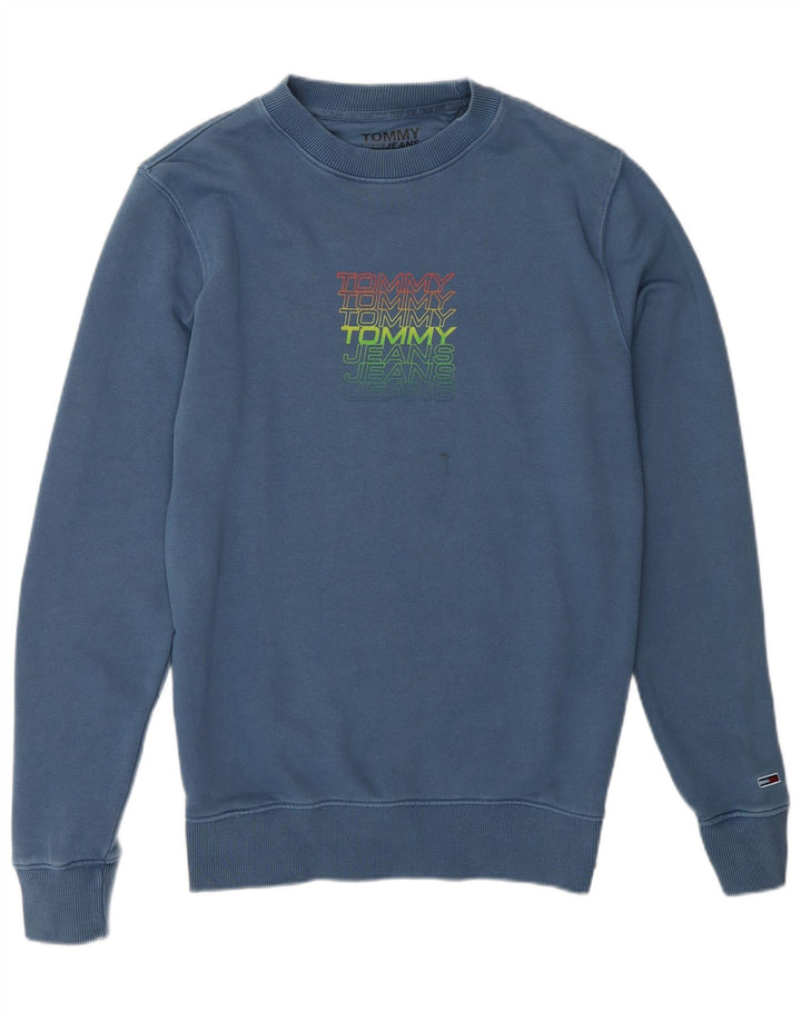 TOMMY HILFIGER Mens Graphic Sweatshirt Jumper XS Blue Cotton