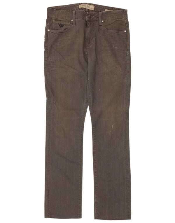 Jeans dritti invecchiati da uomo Guess W32 L32 cotone grigio
