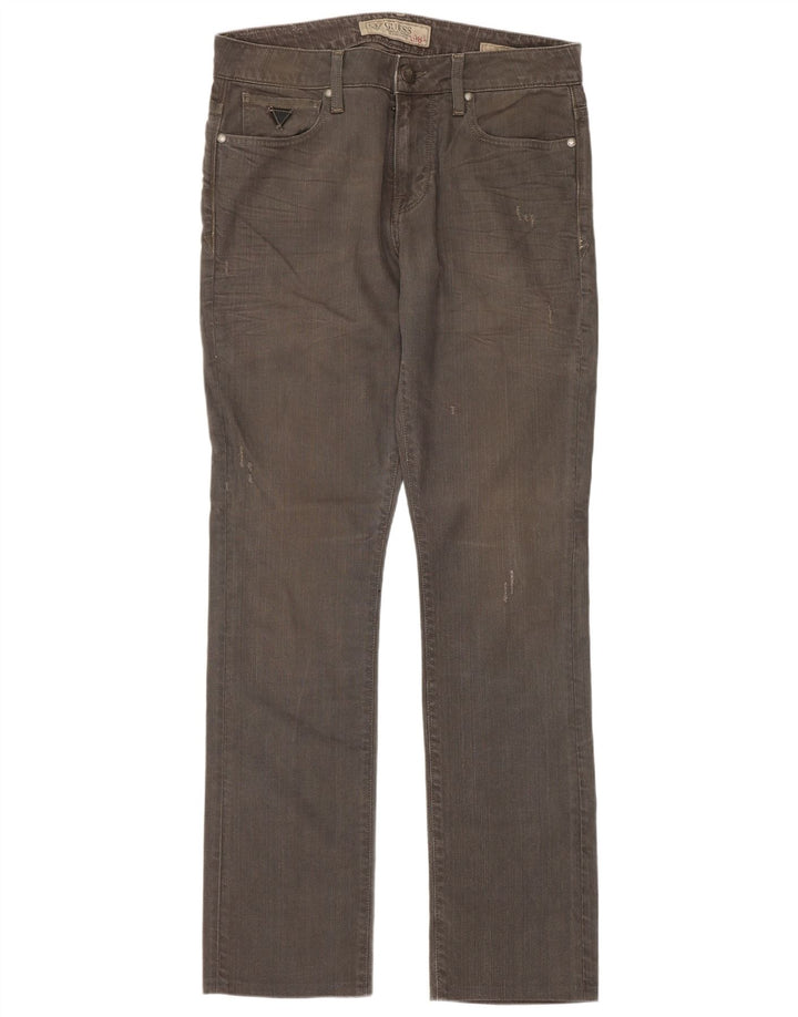 Jeans dritti invecchiati da uomo Guess W32 L32 cotone grigio