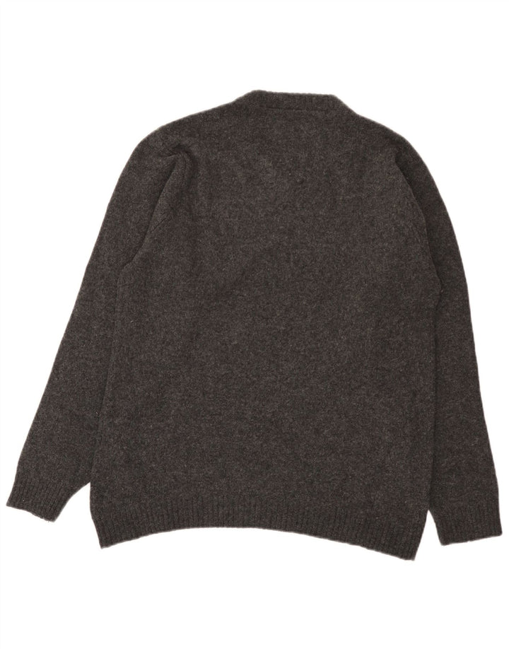 Maglione da uomo con scollo a V Tommy Hilfiger piccolo in lana d'agnello grigia