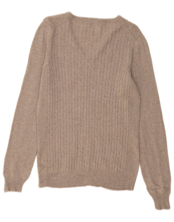 FRED PERRY Maglione da donna con scollo a V UK 12 Lana grigio medio