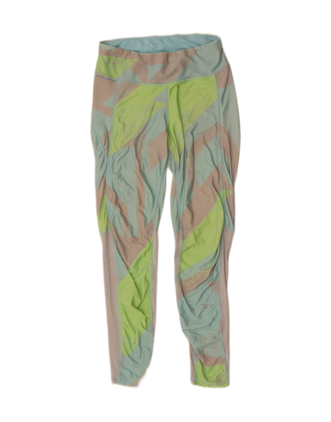 REEBOK Womens Leggings UK 8/10 Small  Green Colourblock Polyester