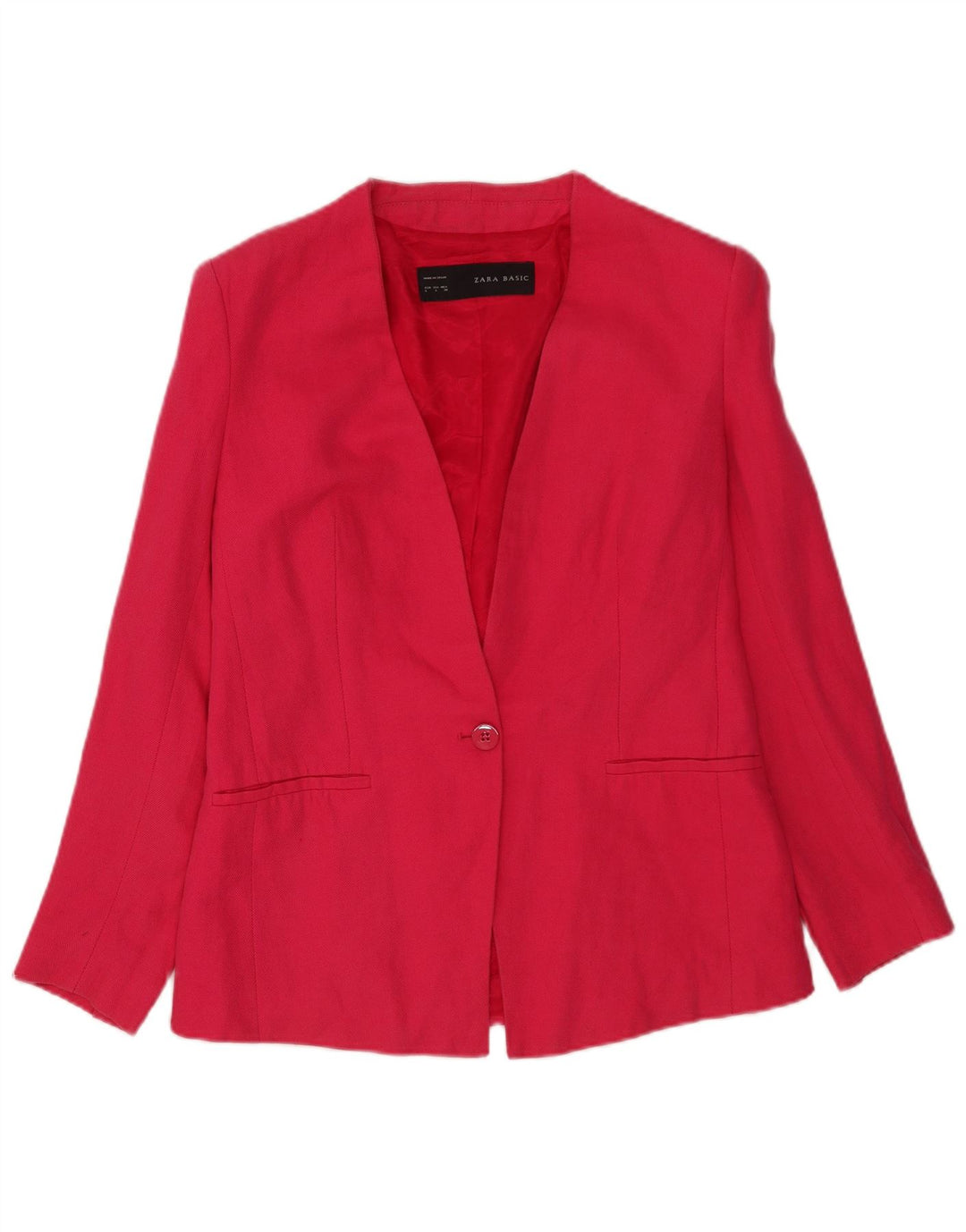 Giacca blazer a 1 bottone da donna Zara UK 16 grande cotone rosa