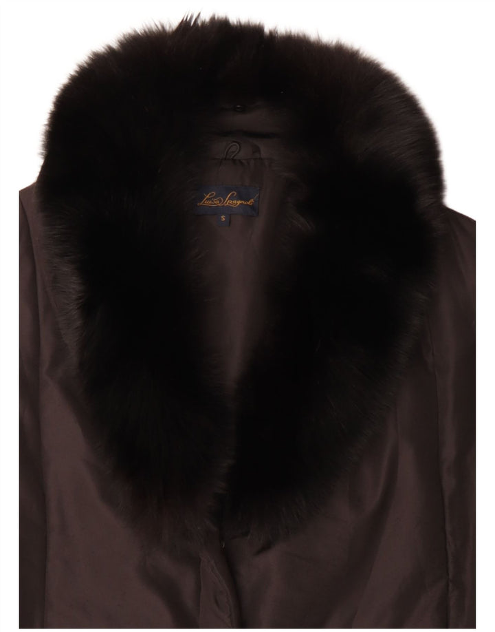 Luisa Spagnoli Giacca imbottita oversize da donna UK 10 Small Marrone Poliestere