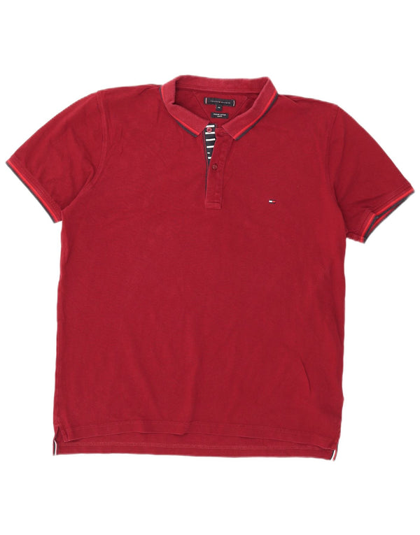 Polo slim fit da uomo Tommy Hilfiger 2XL in cotone bordeaux