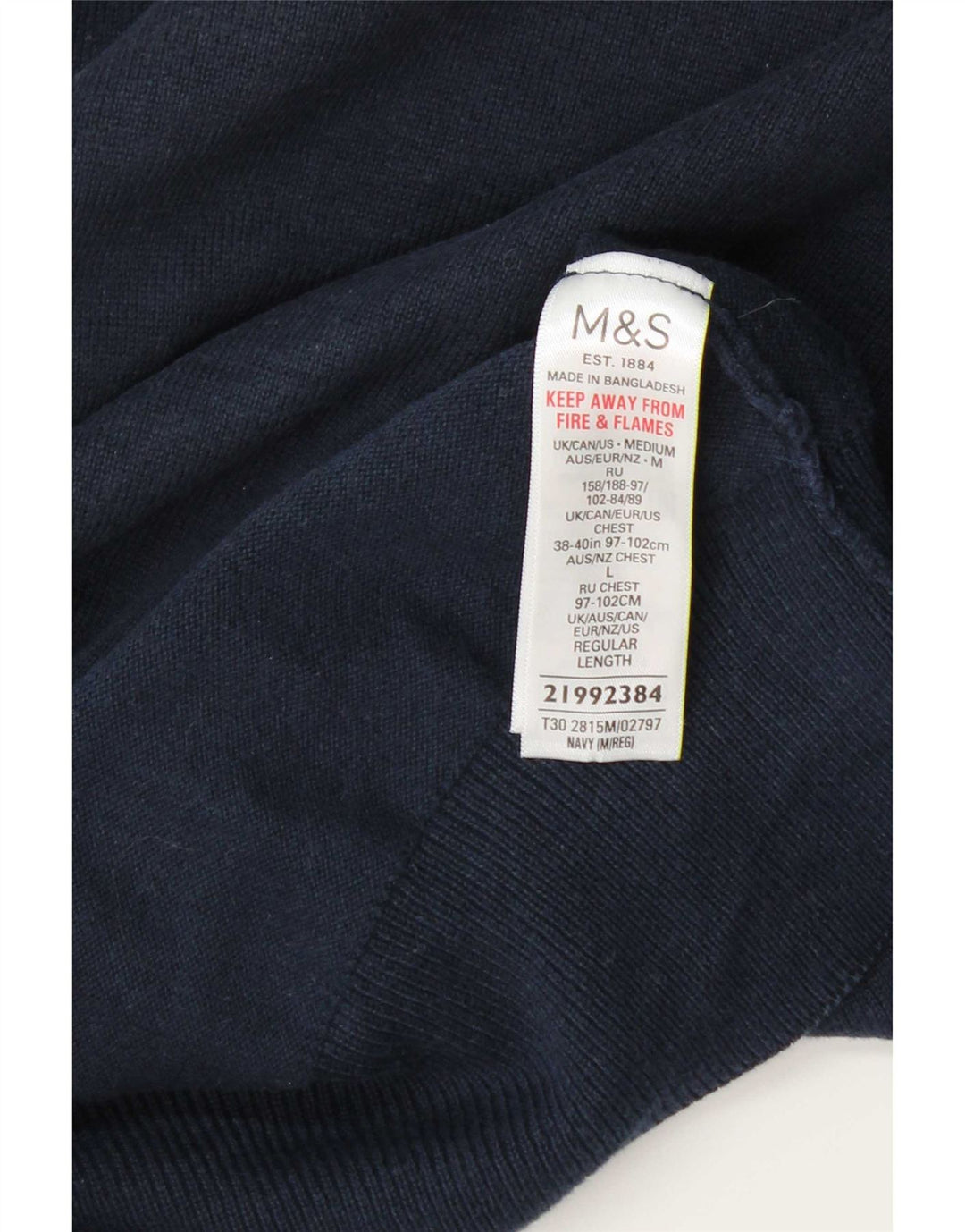 Maglione maglione girocollo da uomo Marks & Spencer cotone medio blu navy