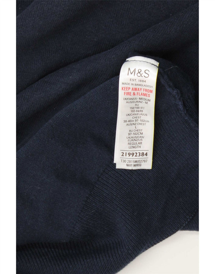 Maglione maglione girocollo da uomo Marks & Spencer cotone medio blu navy