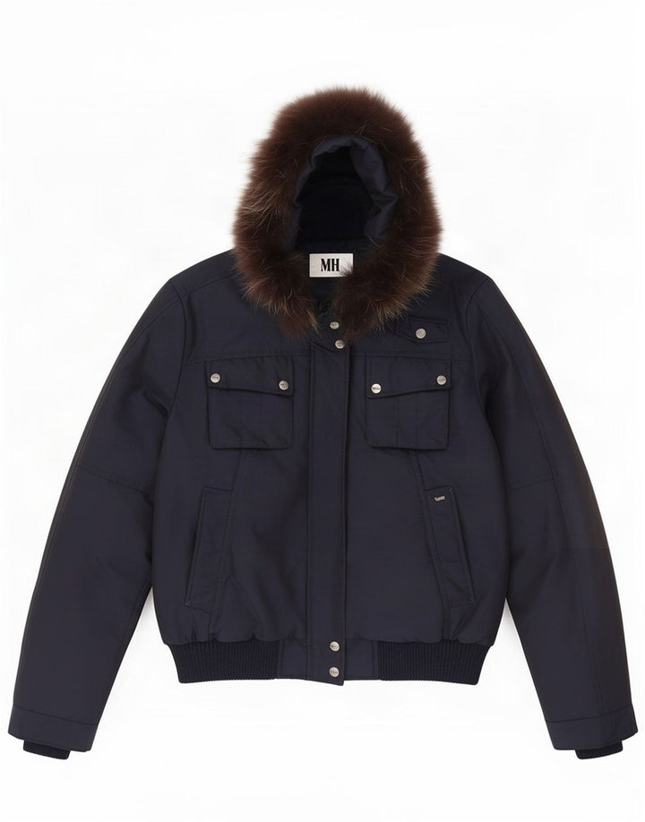 Bomber con cappuccio da donna Gas IT 46 Large Blu Navy in poliammide
