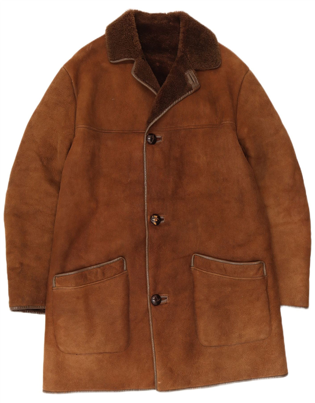 Soprabito in shearling da uomo Nurseys UK 40 grande in pelle marrone