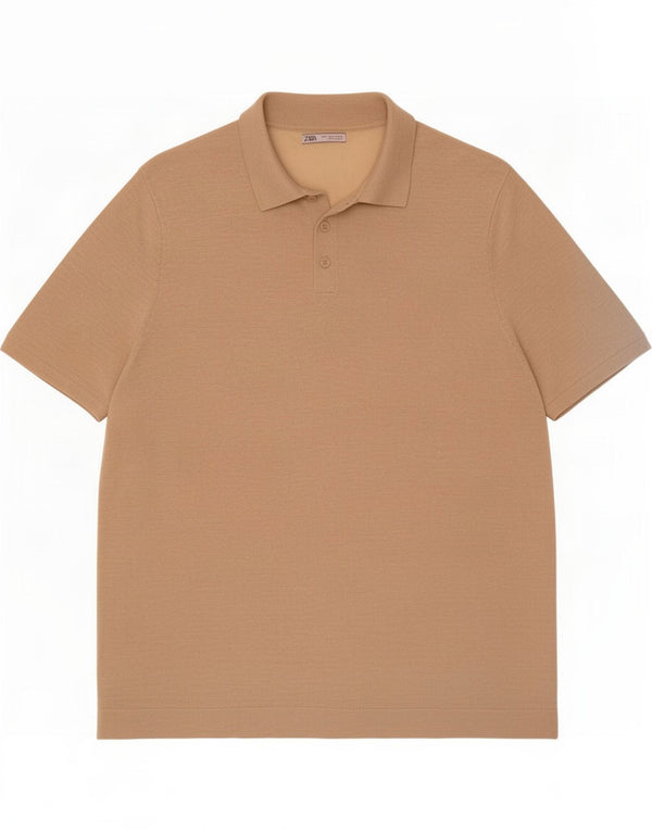 Polo da uomo Zara Large Beige Ramie