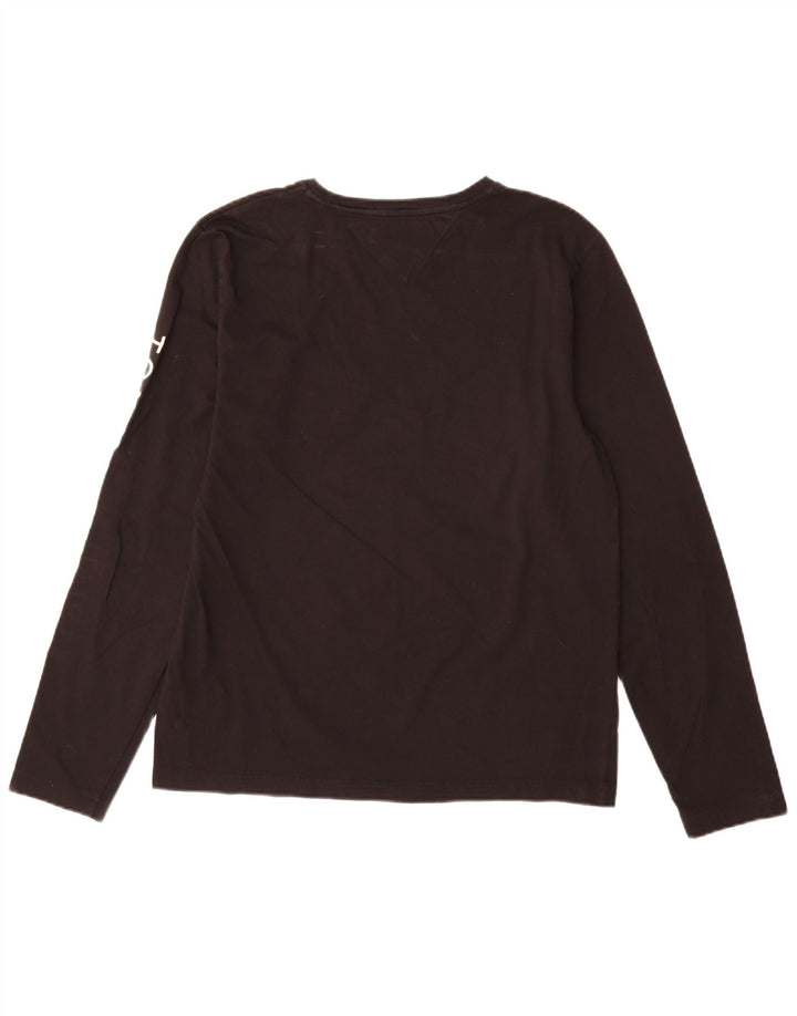 Tommy Hilfiger Uomo Graphic Top Manica Lunga Grande Cotone Nero
