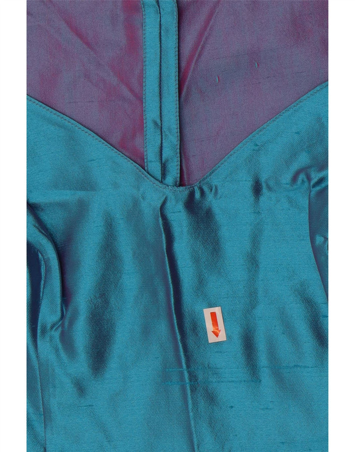 Gai Mattiolo Top Blusa Senza Maniche Donna IT 44 Blu Medio Seta