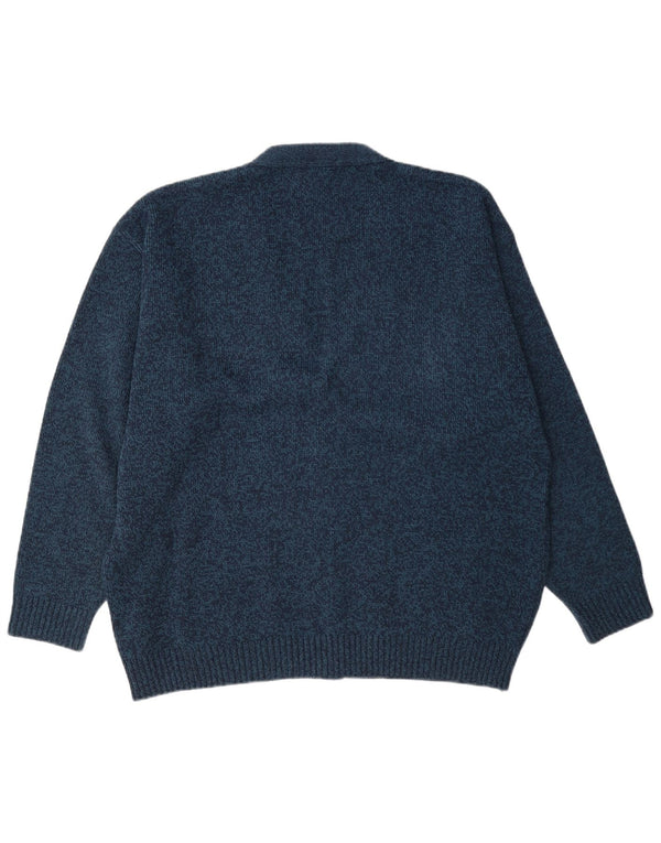 Maglione cardigan da uomo Four Seasons XL Acrilico screziato blu navy