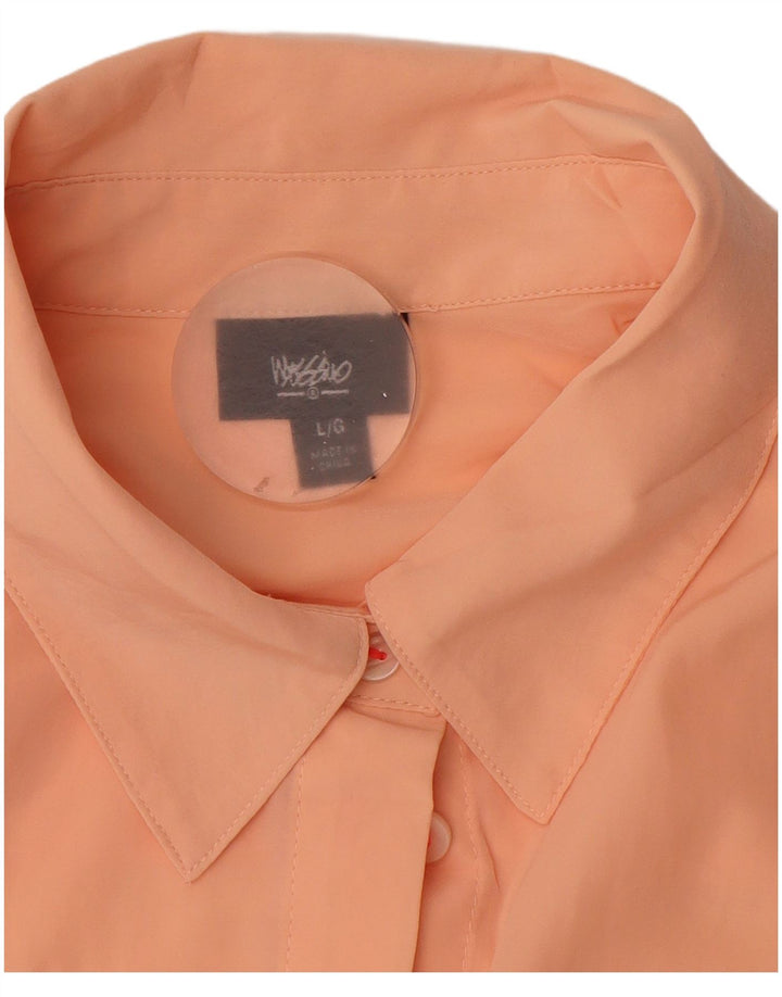 Mossimo Camicia da donna Camicetta UK 16 Large Arancione Poliestere