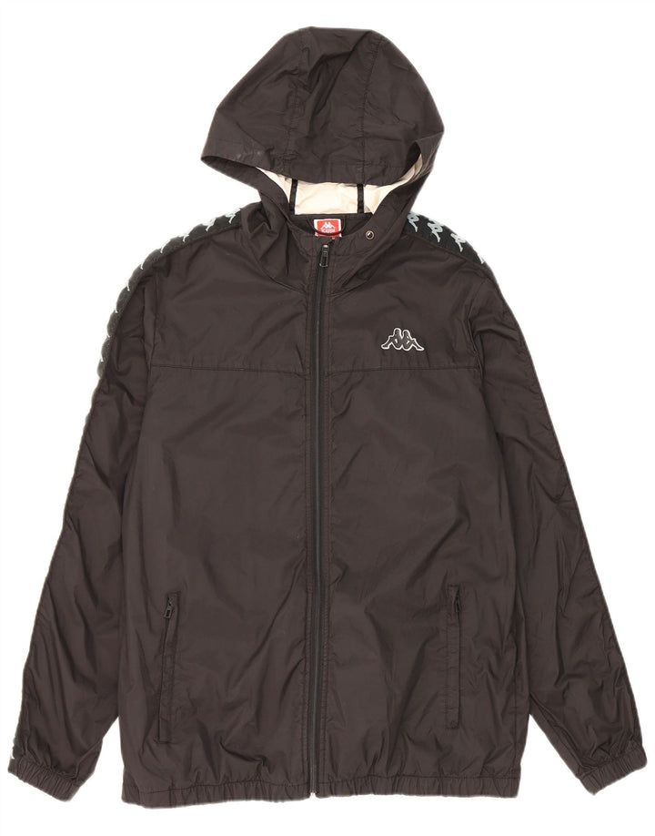 Giacca antipioggia grafica con cappuccio da uomo Kappa UK 38 nylon nero medio