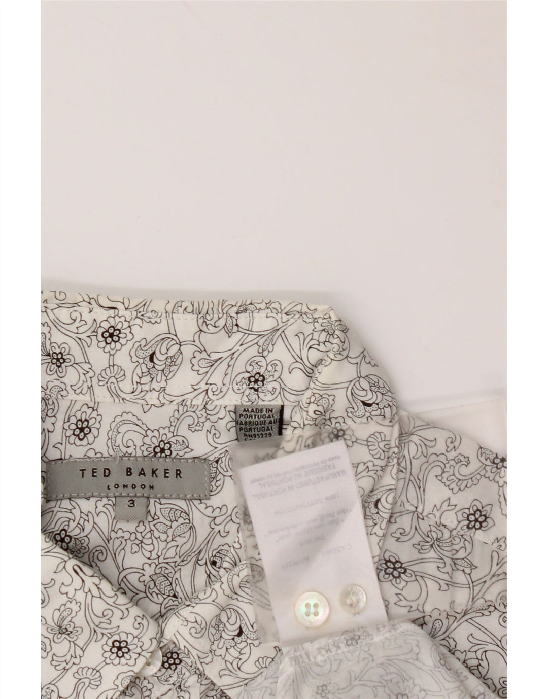 Camicia da uomo TED BAKER taglia 3 cotone floreale bianco medio