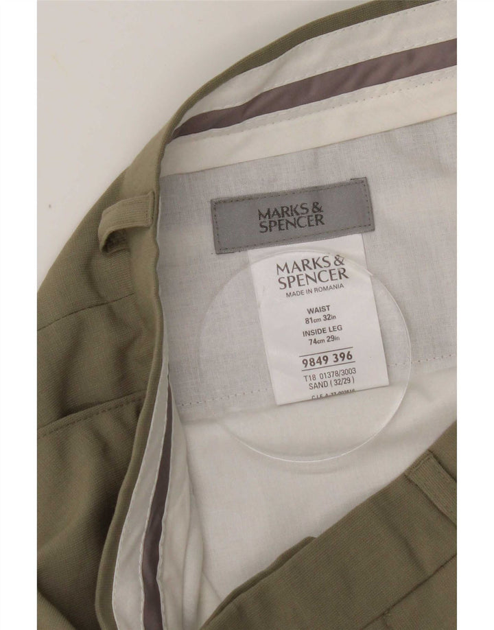 Pantaloni da abito con pegging da uomo Marks & Spencer W32 L29 poliestere kaki