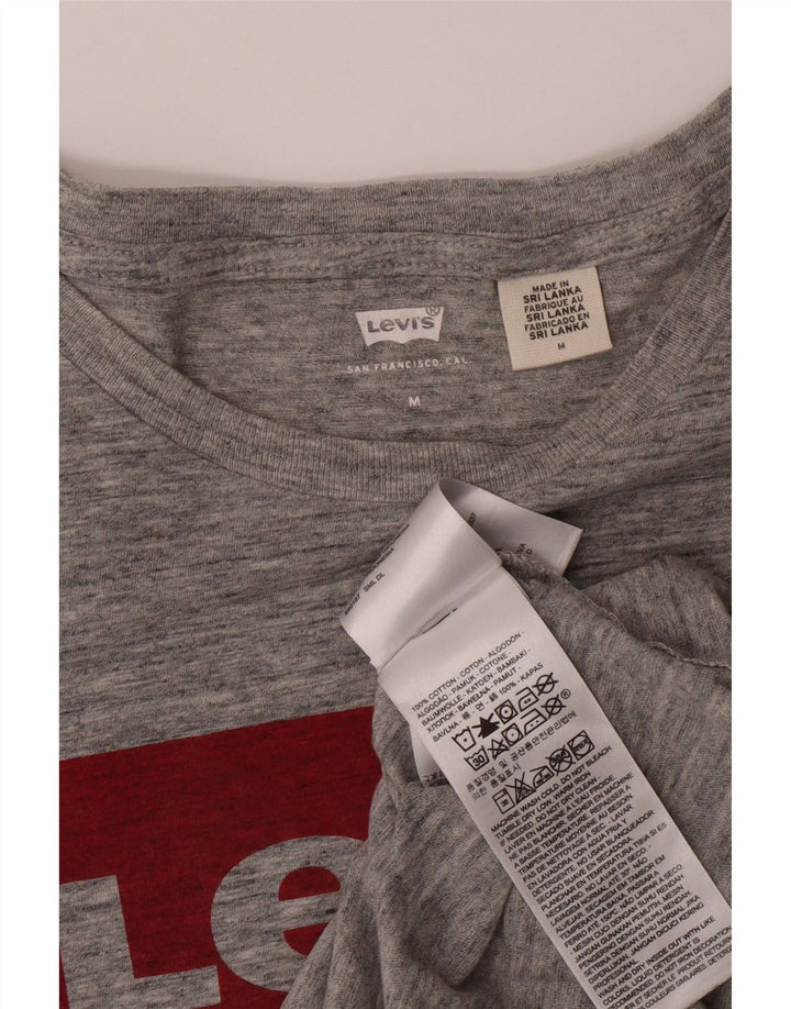 LEVI'S Womens Graphic T-Shirt Top UK 14 Medium Grey Flecked Cotton Vintage Levi's and Second-Hand Levi's from Messina Hembry 