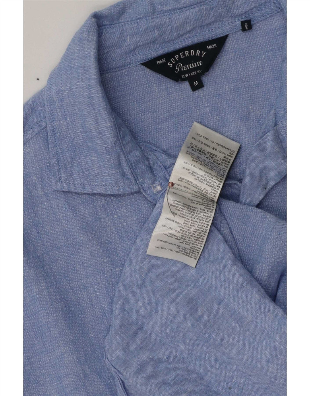 Camicia da uomo Superdry Lino screziato blu medio