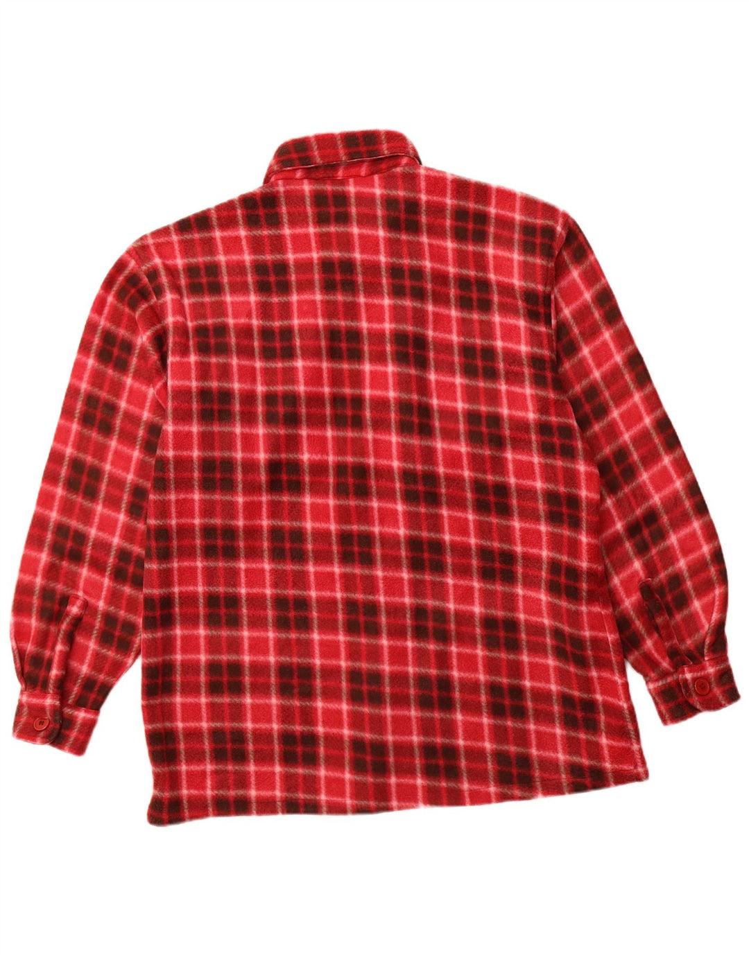 Camicia in pile da uomo VINTAGE grande poliestere a quadri rossi
