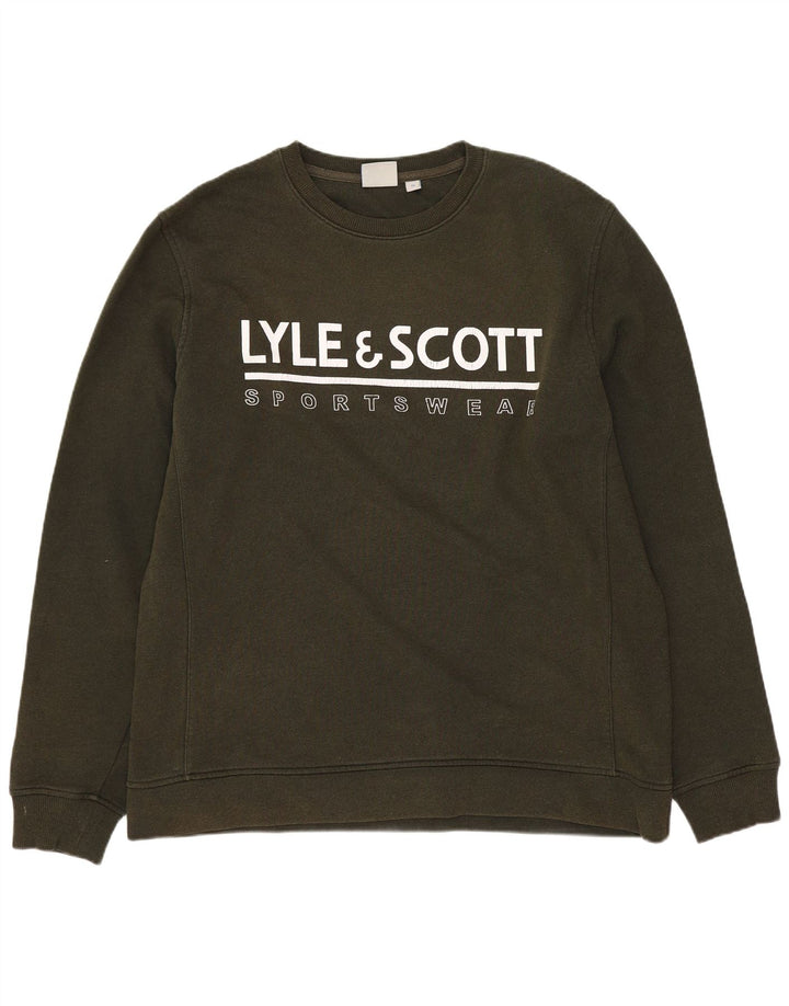 Lyle & Scott Felpa grafica da uomo Maglione medio cotone kaki