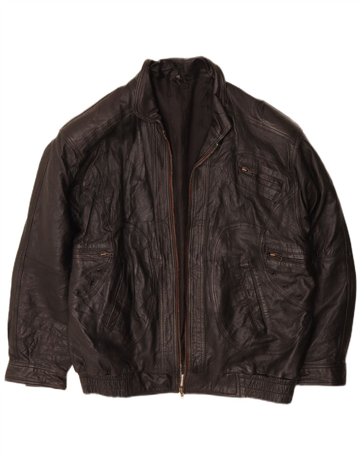 Giacca in pelle vintage da uomo UK 38 in pelle nera media