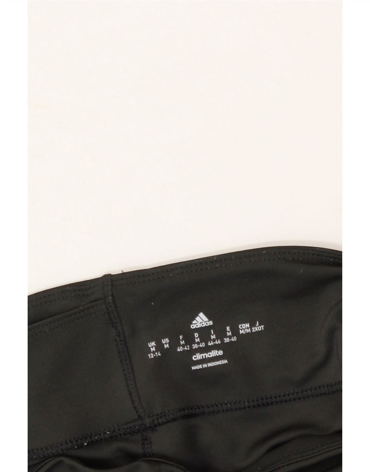 ADIDAS Womens Climalite Leggings UK 12/14 Medium  Black Striped Polyester Vintage Adidas and Second-Hand Adidas from Messina Hembry 