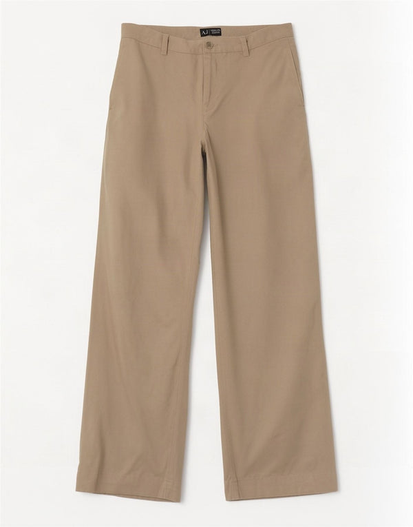Pantaloni casual a gamba larga da donna Armani UK 8 Small W26 L31 Cotone beige
